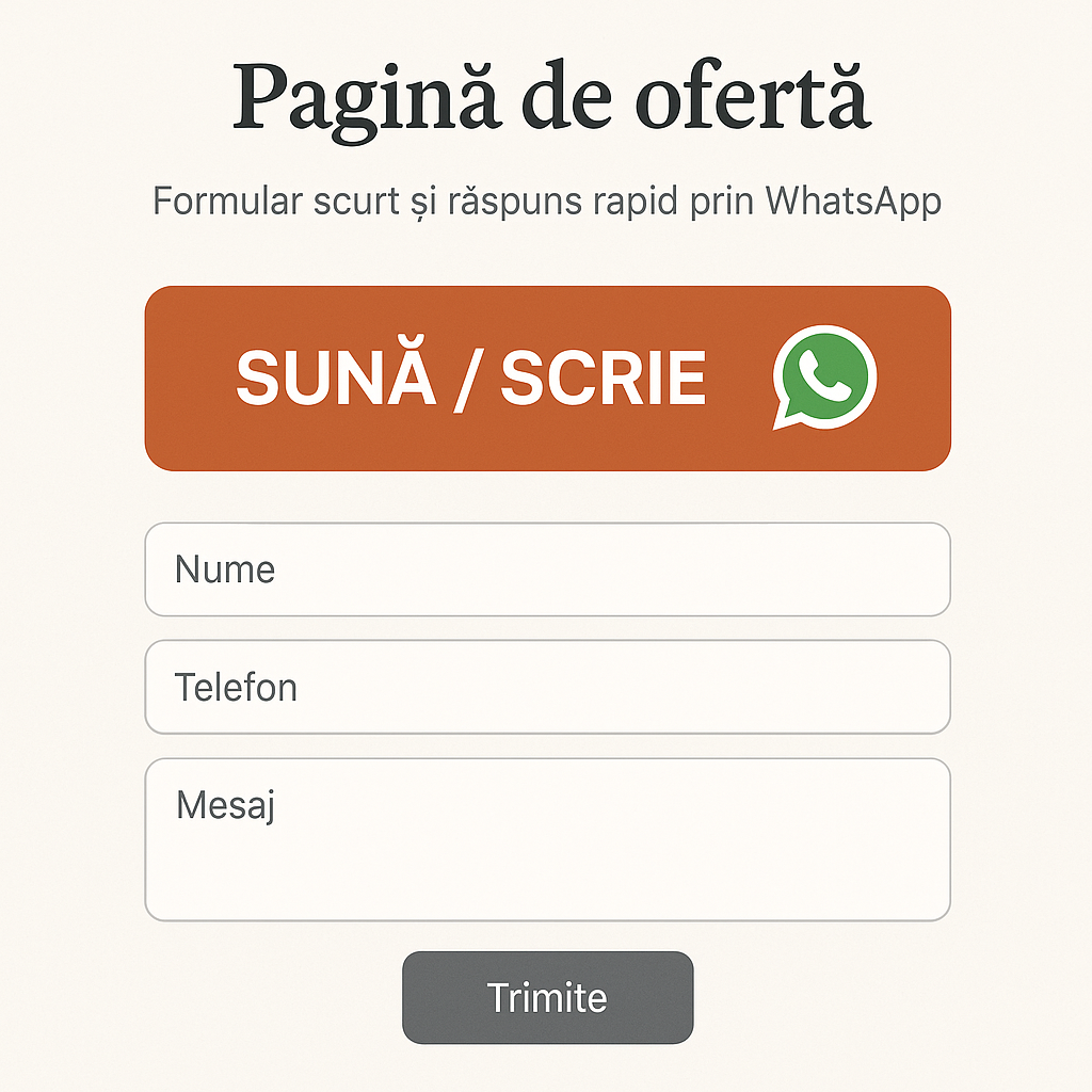 Offer page, short form and quick response via WhatsApp